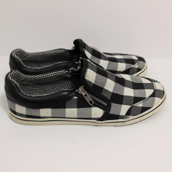 RALPH LAUREN Checked Gingham Black White Slip On - Picture 6 of 11